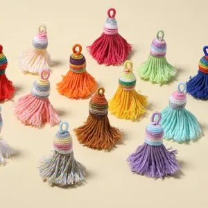 Colorful gradient short tassel pendants for DIY handmade jewelry crafts apparel accessories