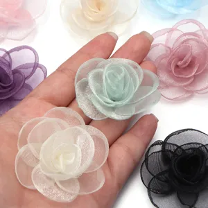 Mehrschichtige transparente Mesh-Kamelienblüten für DIY-Haarspangen und Taschenzubehör.