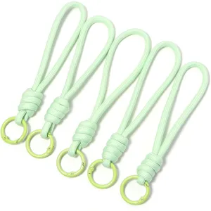 5pcs Mint Green Paracord Phone Lanyard Handmade DIY Bag Charm Keyring Accessories Pendant