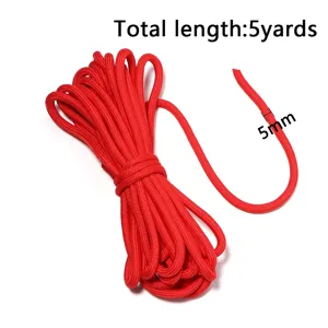 Cuerda de poliéster rojo 5mm x 5 yardas, cuerda multiusos duradera para manualidades al aire libre.
