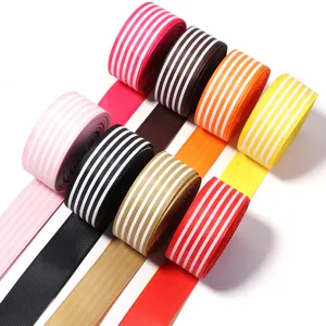 Colorful striped webbing ribbon rolls for DIY crafts, hair bows, and lovely gift packaging.