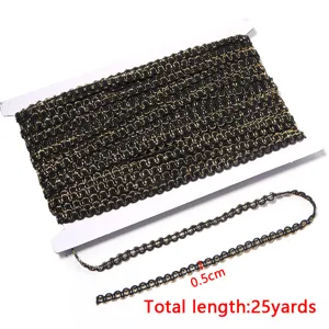 Two-color gold silver S-shaped wave lace ribbon, 0.5cm wide, 25 yards long, DIY sewing craft.
