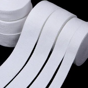 Thick white cotton polyester webbing strap roll for bags and garments DIY sewing crafts