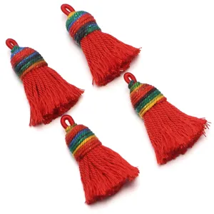 Gradient shiny silk cotton tassels for DIY jewelry earrings bag charms handmade accessories