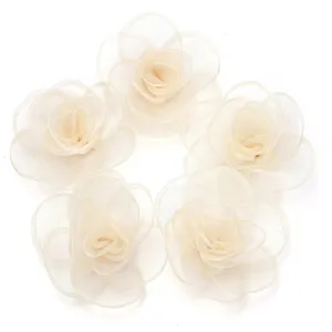 Transparente Mesh Kamelie Blumen Detailansicht, leichte Stoff DIY Bastelzubehör für Haarschmuck.