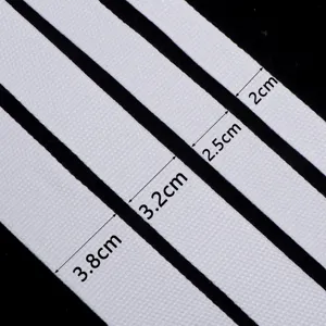 Detailed view of thickened polyester cotton textured webbing strap, showing various width sizes.