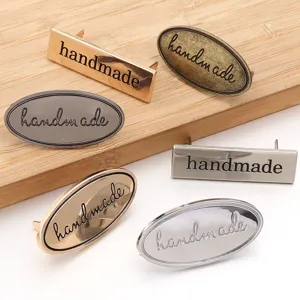 DIY handmade metal labels, rectangular and oval metallic tags for bags and crafts, multi-color
