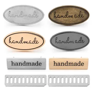 Metal Handmade Bag Label DIY Craft Oval Square Tags For Bag Wallet Making Metallic Sewing Hardware Findings Handmade Label Tag