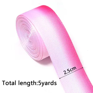 Gradient grosgrain ribbon 2.5cm wide 5 yards pink fabric tape for DIY crafts and gift wrapping