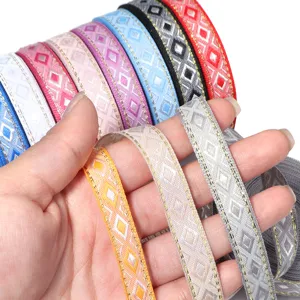 Ethnischer Rauten-Goldfaden-Jacquard-Band für Kleidung und Basteln DIY Zubehörteile