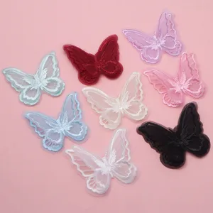 Double layer 3D lace butterfly embroidery patch DIY clothing accessory for bags and hats.