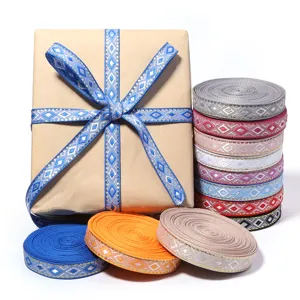 Ethnischem Stil Diamant Metallisch Jacquard Band für Kleidung Geschenk Box Details