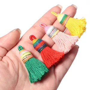 Gradient short tassel cotton fringe DIY jewelry pendant earring bag charm accessories