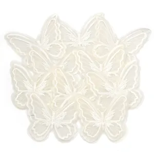 Double layer mesh lace butterfly embroidery patches for DIY craft garment accessories detail view.