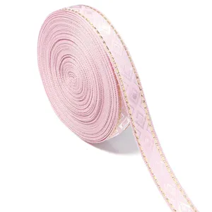 Rosa Diamant Goldfaden Jacquard Borte Nahaufnahme fuer Hanfu DIY Bastelbedarf