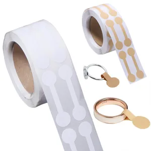 Jewelry price tags dumbbell shape adhesive paper labels for rings retail store use pack