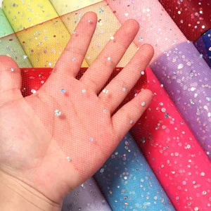 Bronzing star mesh tulle fabric roll for DIY crafts, hair accessories and party decoration.
