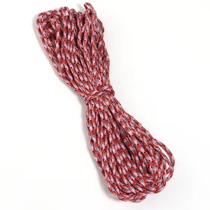 Corde tressée en polyester camouflage multicolore, idéale pour loisirs créatifs et lacets.
