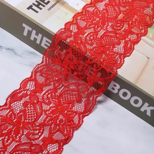 Rote elastische Spitzenborte zum Nähen, für Unterwäsche, Brautkleider und DIY-Bastelarbeiten.