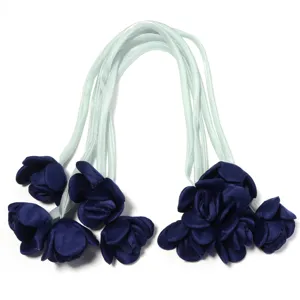 Blauwe satijnen roos bloem lintkoorden in Koreaanse stijl voor haaraccessoires of tassen