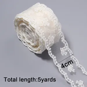 Weisse spitzenband rolle fuer naeharbeiten, 4cm breit und 5 yards lang deko stoff.