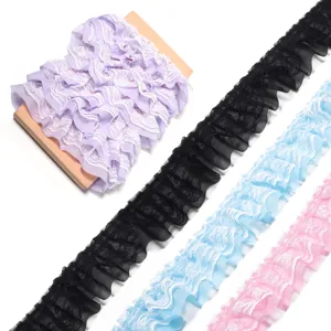 Polyester plissierte Spitze Chiffon doppelte Borte Detail für DIY Handwerk und Kleidung Design.