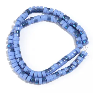 Blue electroplated glass wheel spacer beads for DIY handmade jewelry making and accessories.