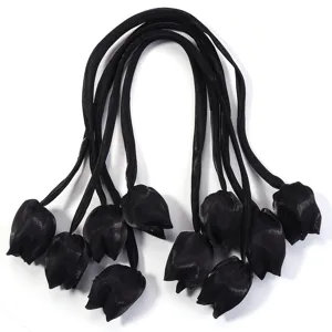 Bourgeons de tulipes en tissu noir tiges accessoires de bricolage pour vêtements et sacs.