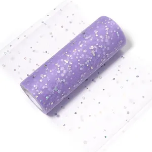 Purple glitter tulle roll holographic sequin fabric for DIY crafts wedding party decor crafts