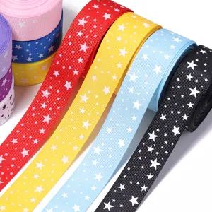 Cinta del Grosgrain de Poliéster Impreso Estrella Cintas Tejidas para Accesorios Cabello DIY Costura Ropa Decoración Fiesta