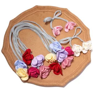 Polyester dubbelzijdig lint roos bloem haar touw Koreaanse stijl haarspeld tas hanger