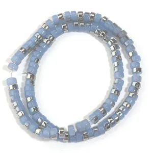Blue electroplated glass wheel spacer beads for DIY jewelry making, necklace and bracelet.