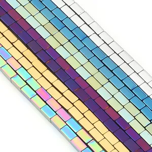 Bunte galvanisierte Hämatit quadratische Säule lose Perlen für DIY handgemachte Armbänder Kette