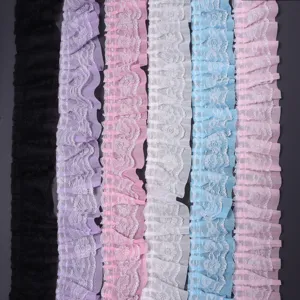 Mehrfarbige plissierte Spitzen Chiffon Borte Webband für DIY Handwerk Puppenkleidung Nähen.
