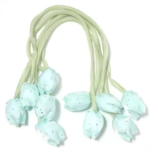 Ruban tulipe en tissu avec strass, idéal pour accessoires de vêtements et décorations créatives.