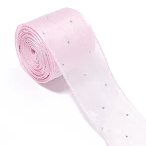 Rosa transparente Strass-Netzband-Rolle für DIY-Bastelgeschenkverpackung Schleifen Zubehör.