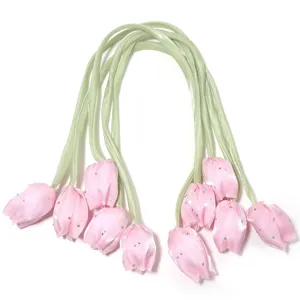 Accessoire ruban strass tulipe rose pour attaches cheveux, sacs, chaussures et vetements.