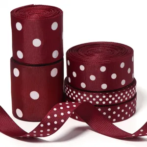 Nastro grosgrain a pois bordeaux rotolo per fiocchi fai da te confezione regalo festa