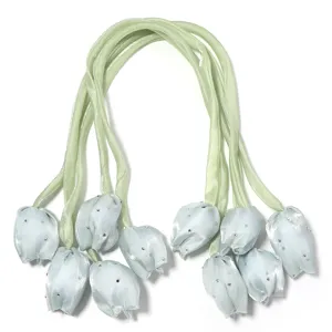 Bourgeons de tulipe bleu clair élastique double ruban accessoire strass scintillant détail