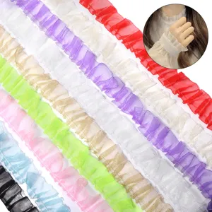 Plissiertes Rüschen Transparentes Chiffon Band Spitzenbesatz Für Handgefertigte DIY Bekleidungszubehör Kleine Karte Dekoration Holzpilz Kante