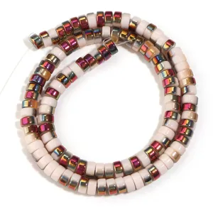 Colorful glass electroplated wheel spacer beads for DIY bracelet necklace jewelry making accessories.