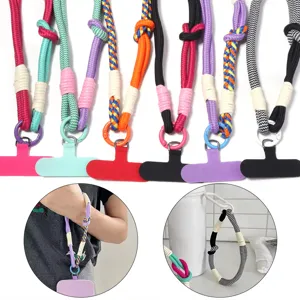 Dopamin Kontrastfarbe Polyester Geflochtene Handschlaufe Telefon Lanyard Kamera Schlüsselanhänger Anti-Verlust Handgelenk Gurt