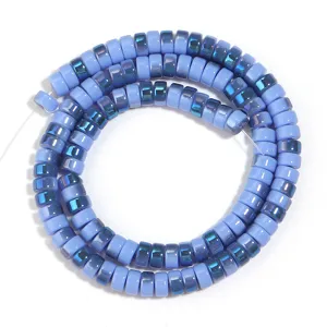 Blue electroplated glass wheel spacer beads for DIY jewelry making, bracelets and necklaces.