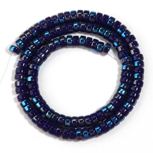 Dark blue electroplated wheel beads for DIY handmade bracelets, necklaces and hair accessories.