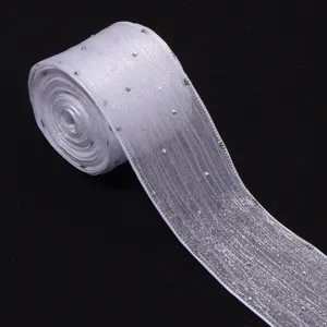 Transparente Netz-Strass-Bande für Blumenverpackung, handgemachte Schleife und Bekleidungszubehör.