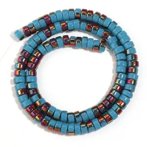 Blue electroplated wheel beads for DIY handmade jewelry bracelets necklaces accessories.