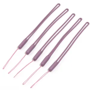 Corti laccetti per telefono regolabili in viola con passanti rosa per accessori