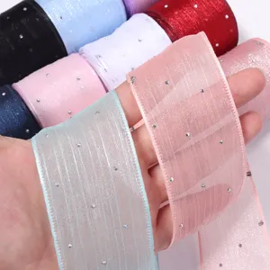 Transparente Netz-Strassbänder für Blumenverpackungen, Geschenke und handgemachte DIY-Schleifen.
