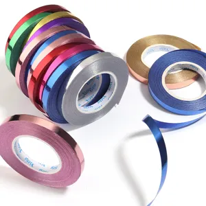 Colorful laser ribbon for gift wrapping, balloon string and party decoration supplies.