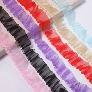 Bunte geraffte Chiffonspitze Borte fuer DIY Handwerk Kleidung Dekoration und Zubehoer